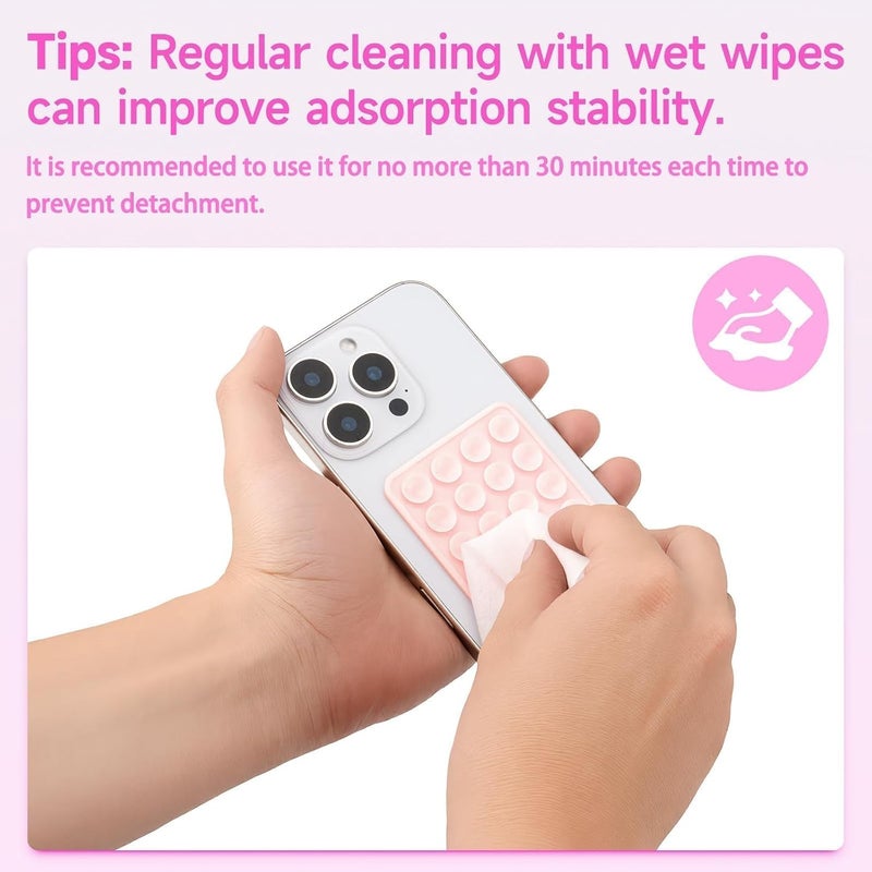 Yojaro 2 Pack Silicone Suction Phone Case Mount, Silicon Adhesive Smartphones Stand Sticky, Non Slip Suction Cup, Hands-Free Phone Accessories Holder for Selfies and Videos Chalk Pink - Image 5